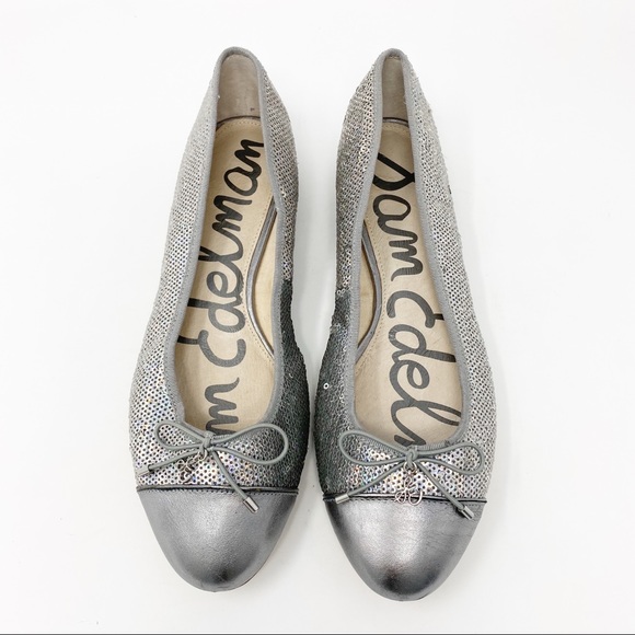 silver sequin flats